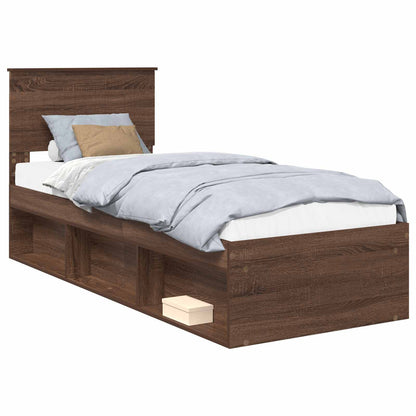 vidaXL Bettrahmen Braun Eichen-Optik 75 x 190 cm Massives Kiefernholz