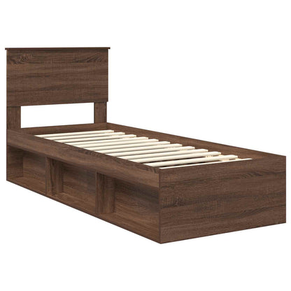 vidaXL Bettrahmen Braun Eichen-Optik 75 x 190 cm Massives Kiefernholz