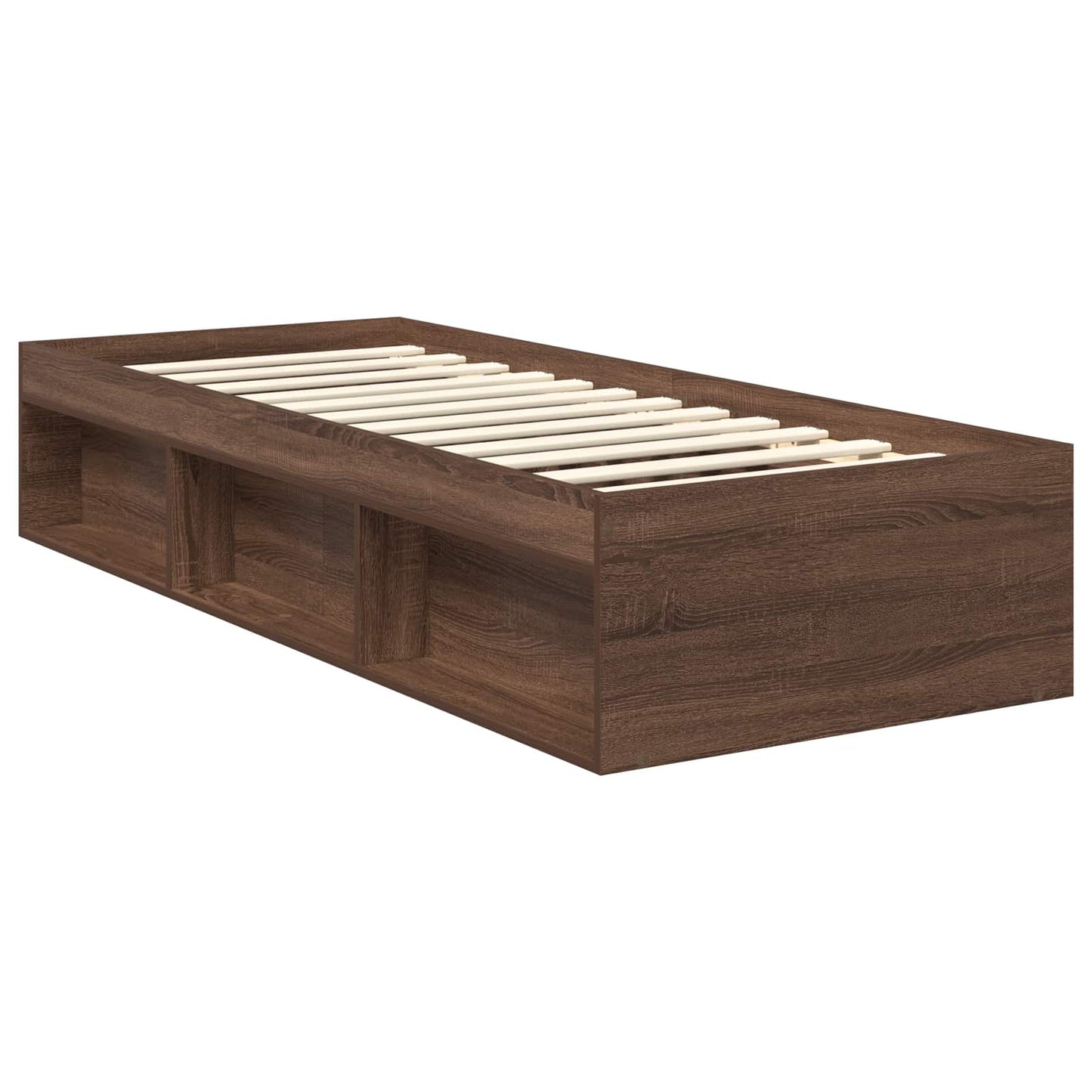 vidaXL Bettrahmen Braun Eichen-Optik 75 x 190 cm Massives Kiefernholz