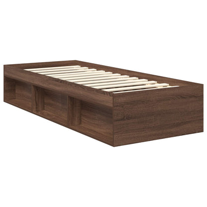 vidaXL Bettrahmen Braun Eichen-Optik 75 x 190 cm Massives Kiefernholz