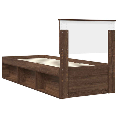 vidaXL Bettrahmen Braun Eichen-Optik 75 x 190 cm Massives Kiefernholz