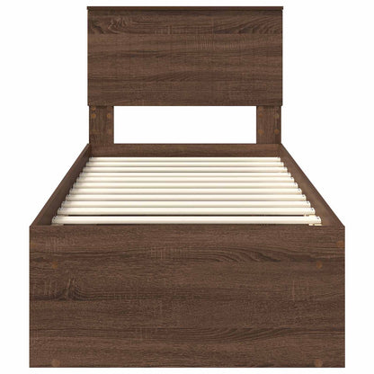 vidaXL Bettrahmen Braun Eichen-Optik 75 x 190 cm Massives Kiefernholz