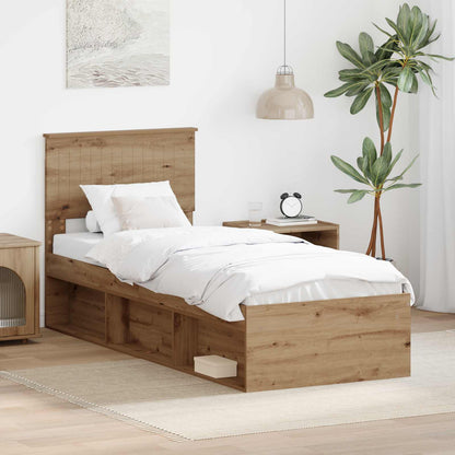 vidaXL Cadre de lit Artisanat Chêne 75 x 190 cm Bois de pin massif