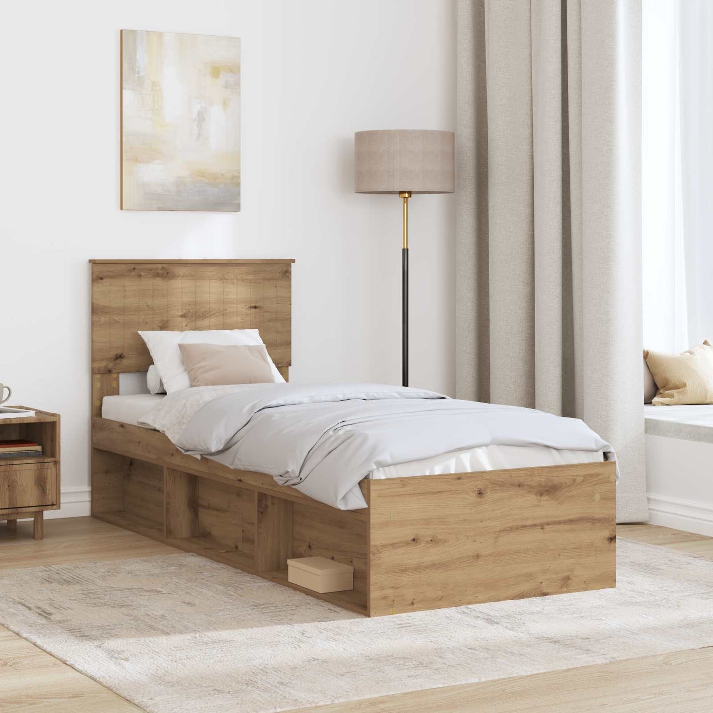 vidaXL Cadre de lit Artisanat Chêne 75 x 190 cm Bois de pin massif