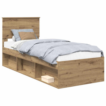 vidaXL Cadre de lit Artisanat Chêne 75 x 190 cm Bois de pin massif