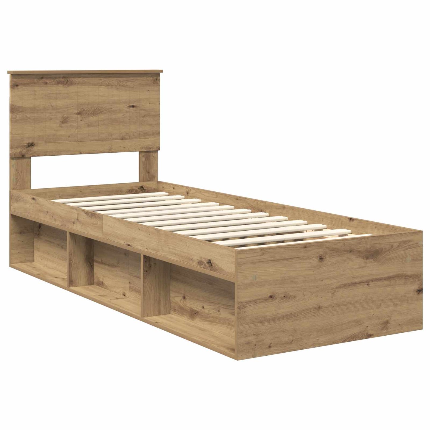 vidaXL Cadre de lit Artisanat Chêne 75 x 190 cm Bois de pin massif