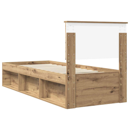 vidaXL Cadre de lit Artisanat Chêne 75 x 190 cm Bois de pin massif