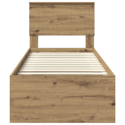 vidaXL Cadre de lit Artisanat Chêne 75 x 190 cm Bois de pin massif