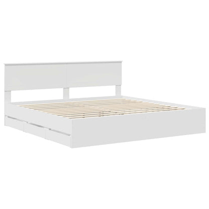 vidaXL Bettrahmen mit Schubladen Weiß 200 x 200 cm Ingenieurs Holz