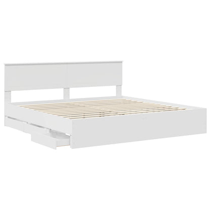 vidaXL Bettrahmen mit Schubladen Weiß 200 x 200 cm Ingenieurs Holz