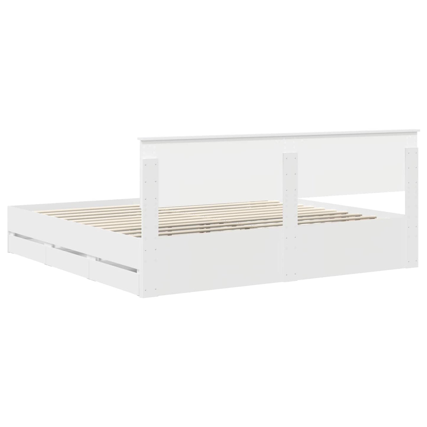 vidaXL Bettrahmen mit Schubladen Weiß 200 x 200 cm Ingenieurs Holz