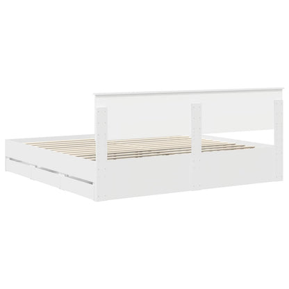 vidaXL Bettrahmen mit Schubladen Weiß 200 x 200 cm Ingenieurs Holz