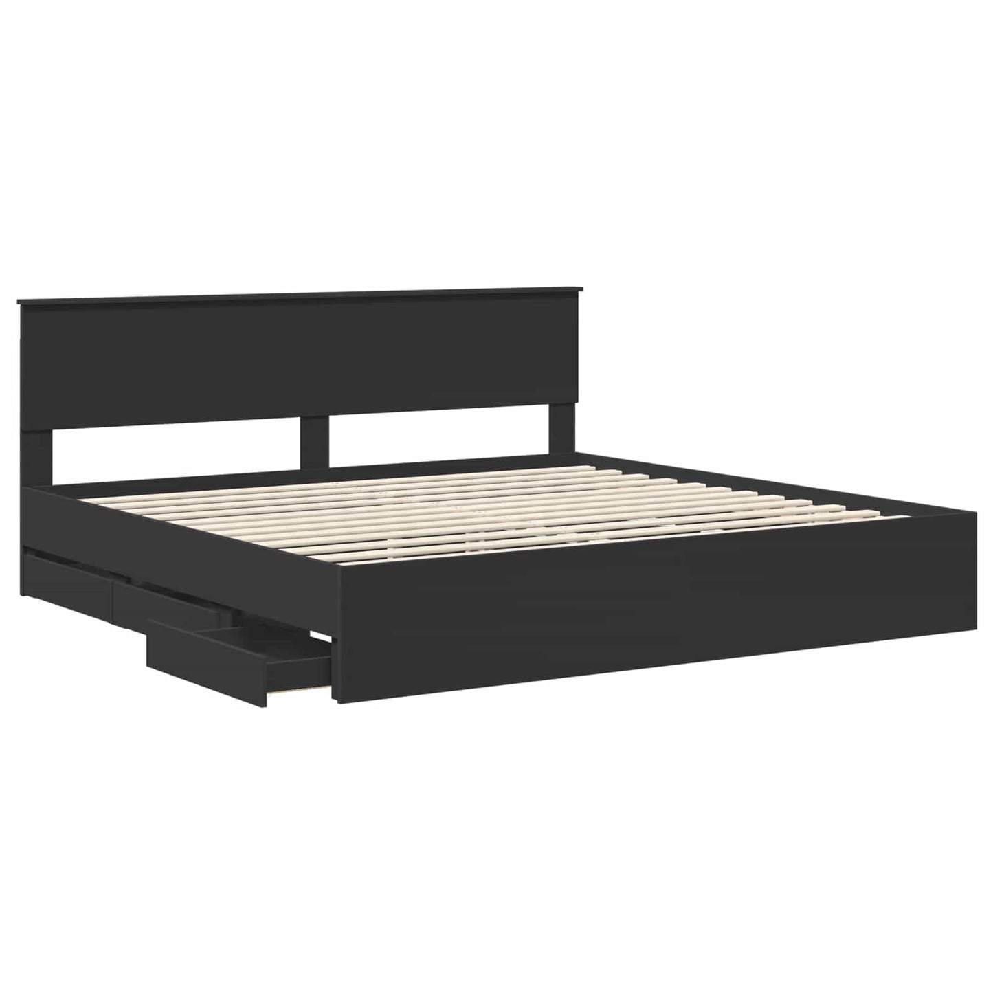 vidaXL Bettrahmen mit Schubladen Schwarz 200 x 200 cm Ingenieurs Holz