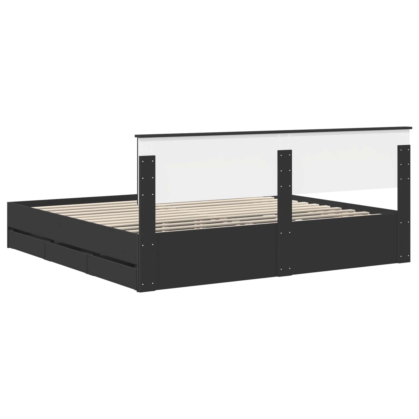 vidaXL Bettrahmen mit Schubladen Schwarz 200 x 200 cm Ingenieurs Holz