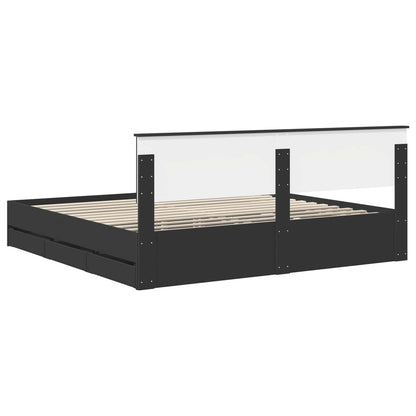 vidaXL Bettrahmen mit Schubladen Schwarz 200 x 200 cm Ingenieurs Holz