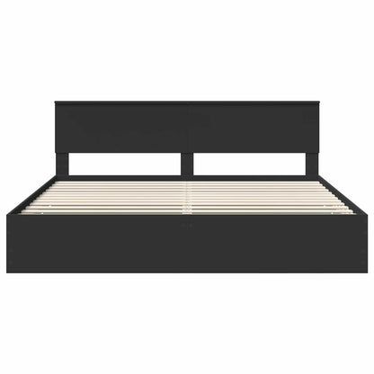 vidaXL Bettrahmen mit Schubladen Schwarz 200 x 200 cm Ingenieurs Holz