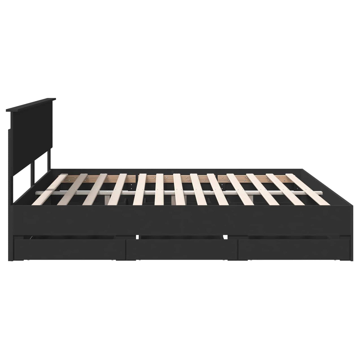 vidaXL Bettrahmen mit Schubladen Schwarz 200 x 200 cm Ingenieurs Holz