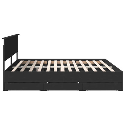 vidaXL Bettrahmen mit Schubladen Schwarz 200 x 200 cm Ingenieurs Holz