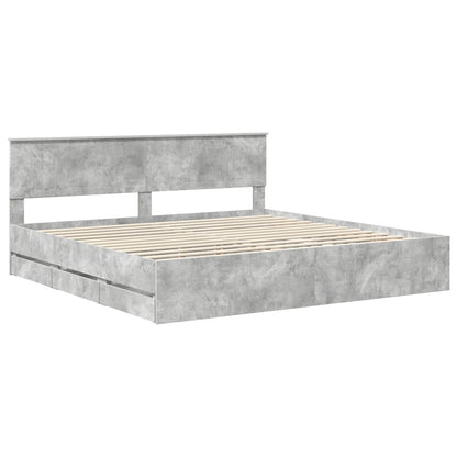 vidaXL Bettrahmen mit Kopfteil Beton Grau 200 x 200 cm Ingenieurs Holz