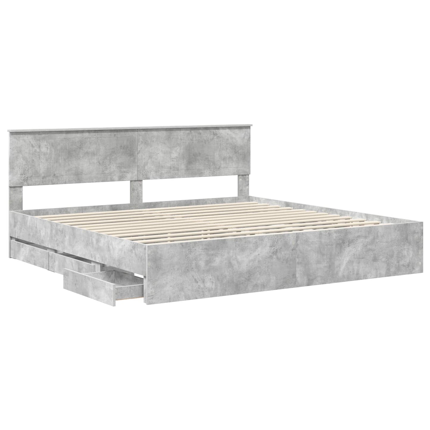 vidaXL Bettrahmen mit Kopfteil Beton Grau 200 x 200 cm Ingenieurs Holz