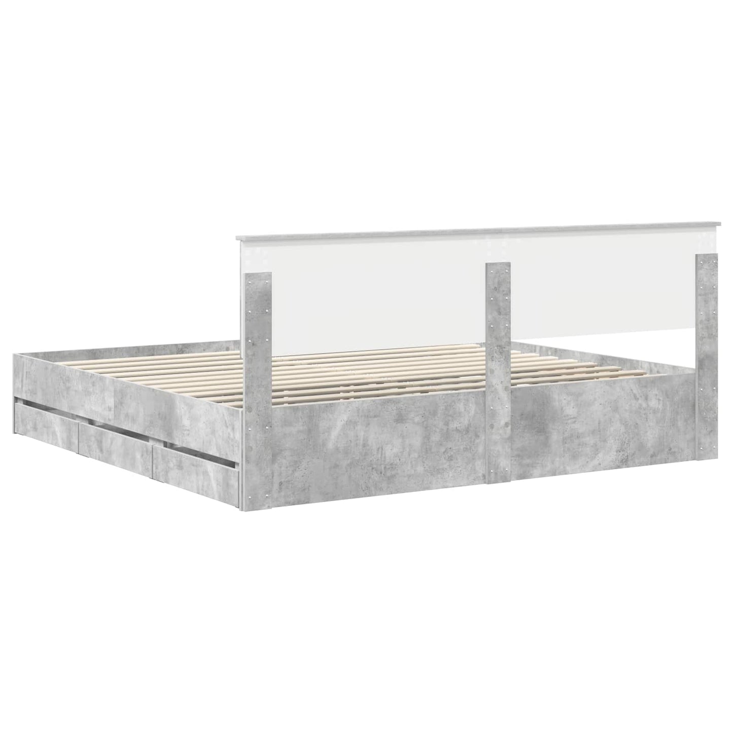 vidaXL Bettrahmen mit Kopfteil Beton Grau 200 x 200 cm Ingenieurs Holz