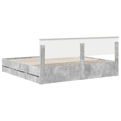vidaXL Bettrahmen mit Kopfteil Beton Grau 200 x 200 cm Ingenieurs Holz