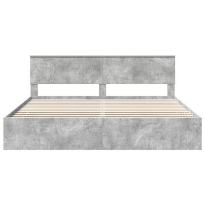 vidaXL Bettrahmen mit Kopfteil Beton Grau 200 x 200 cm Ingenieurs Holz