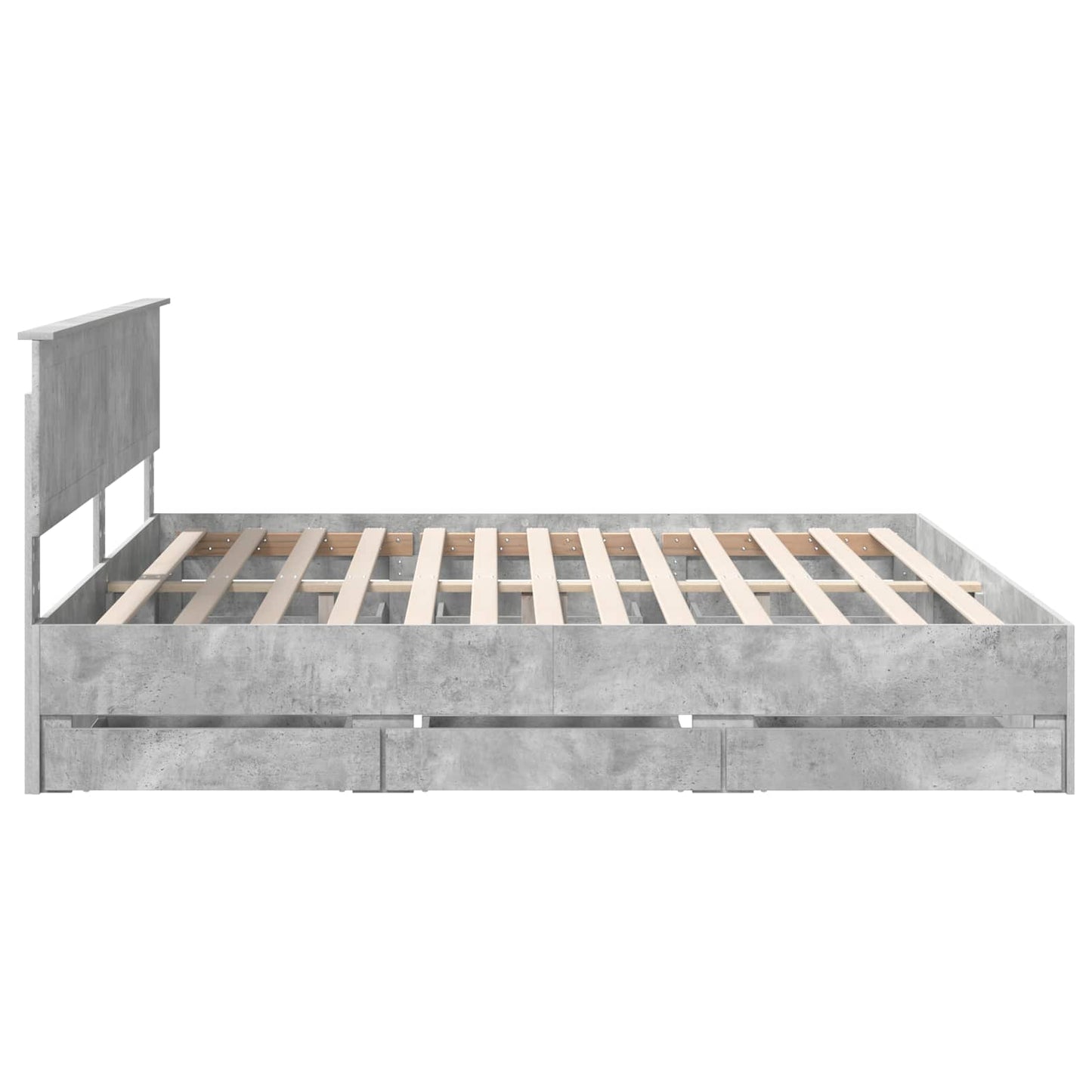 vidaXL Bettrahmen mit Kopfteil Beton Grau 200 x 200 cm Ingenieurs Holz