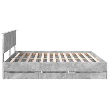 vidaXL Bettrahmen mit Kopfteil Beton Grau 200 x 200 cm Ingenieurs Holz