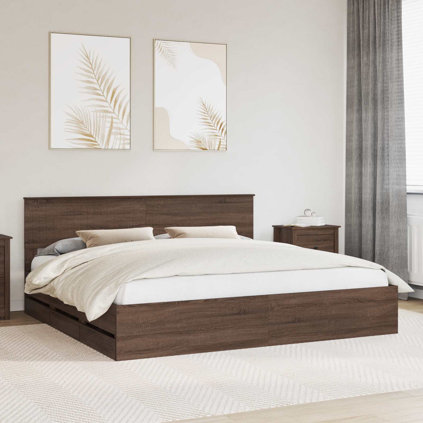 vidaXL Bettrahmen Braun Eichen-Optik 200 x 200 cm Ingenieurs Holz