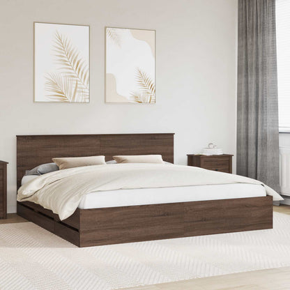 vidaXL Bettrahmen Braun Eichen-Optik 200 x 200 cm Ingenieurs Holz