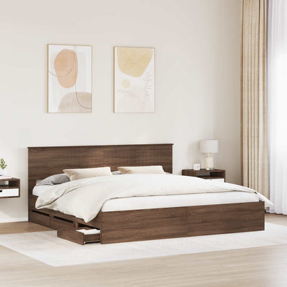 vidaXL Bettrahmen Braun Eichen-Optik 200 x 200 cm Ingenieurs Holz