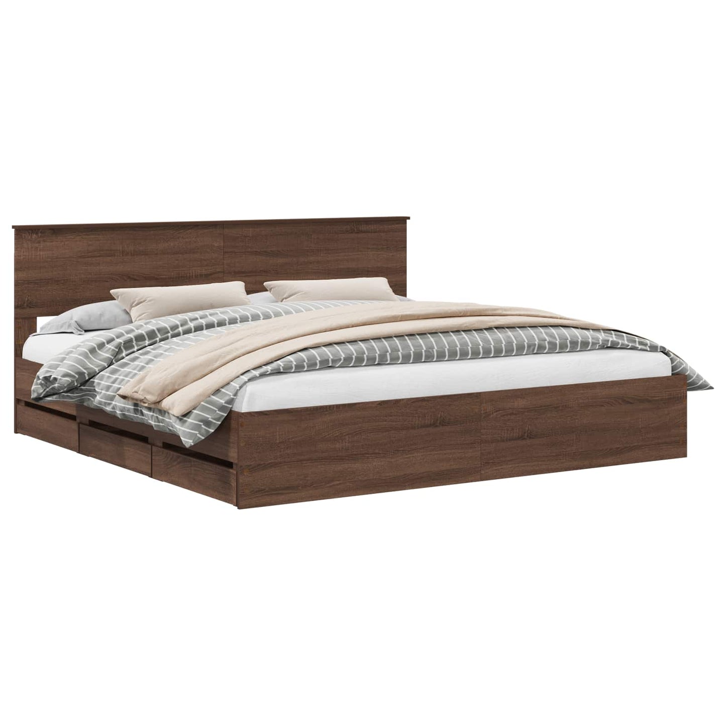vidaXL Bettrahmen Braun Eichen-Optik 200 x 200 cm Ingenieurs Holz
