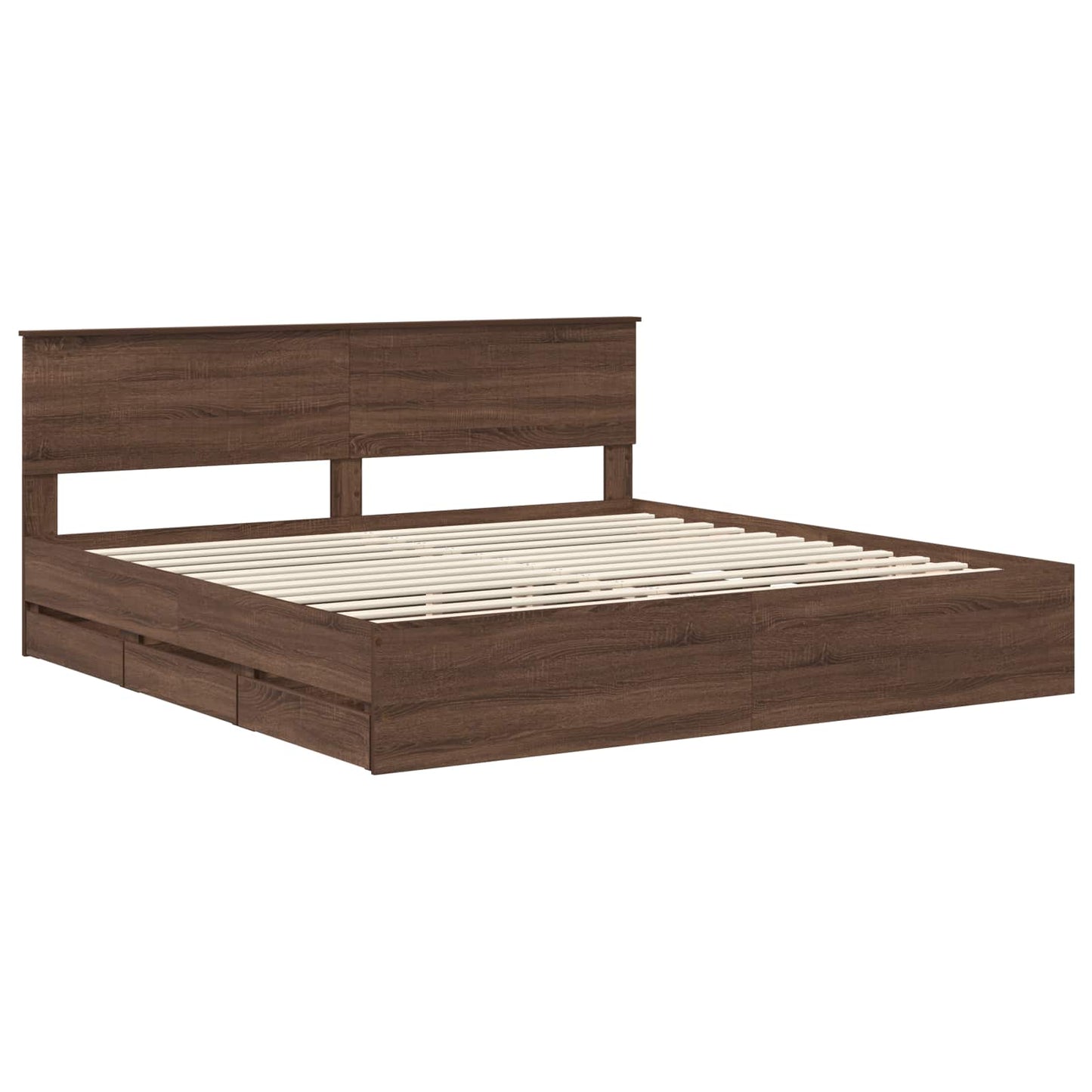vidaXL Bettrahmen Braun Eichen-Optik 200 x 200 cm Ingenieurs Holz