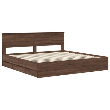 vidaXL Bettrahmen Braun Eichen-Optik 200 x 200 cm Ingenieurs Holz