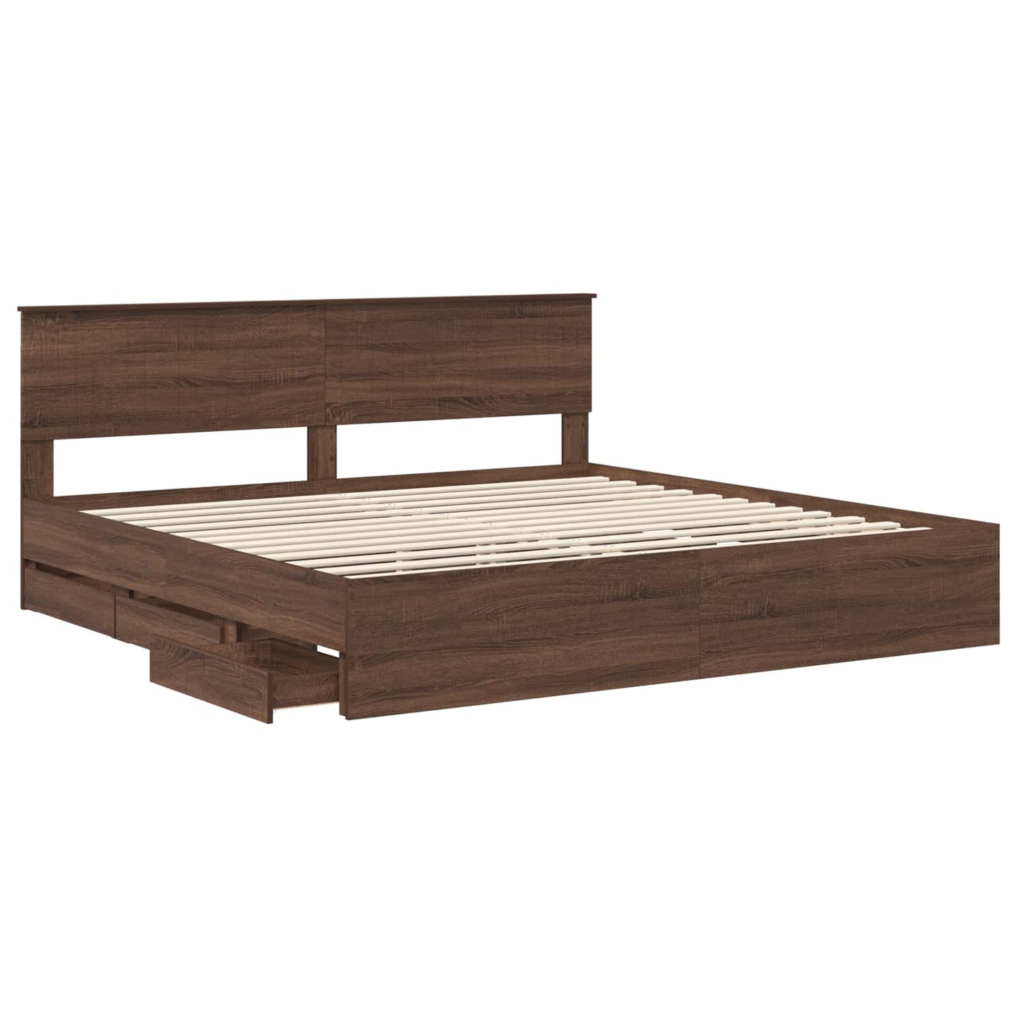 vidaXL Bettrahmen Braun Eichen-Optik 200 x 200 cm Ingenieurs Holz