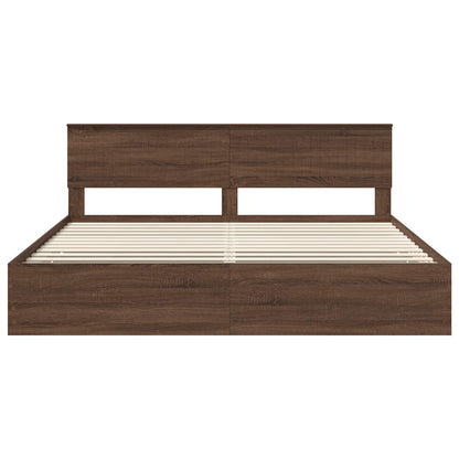vidaXL Bettrahmen Braun Eichen-Optik 200 x 200 cm Ingenieurs Holz