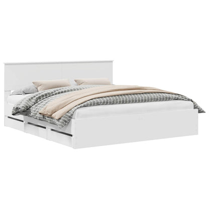 Bettrahmen mit Schubladen Weiß 180 x 200 cm Ingenieurs Holz