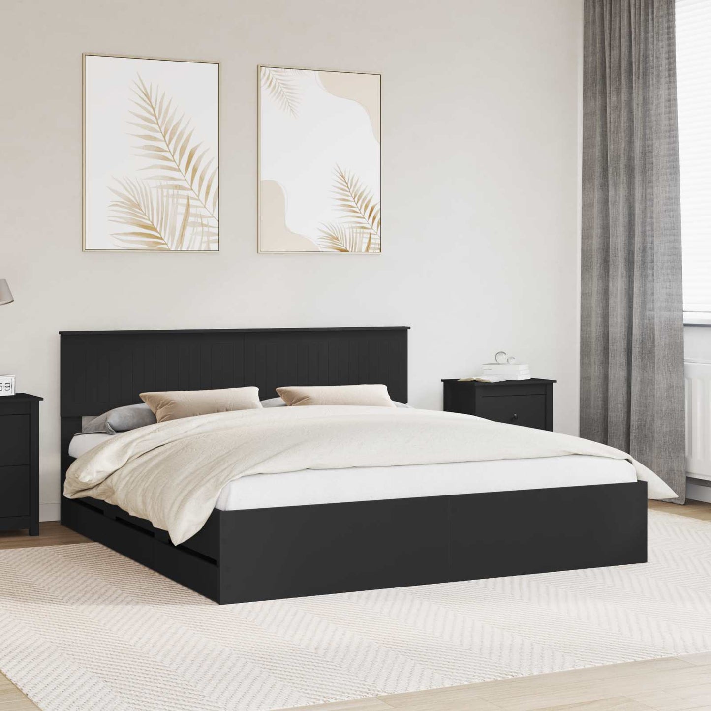 vidaXL Bettrahmen mit Schubladen Schwarz 180 x 200 cm Ingenieurs Holz