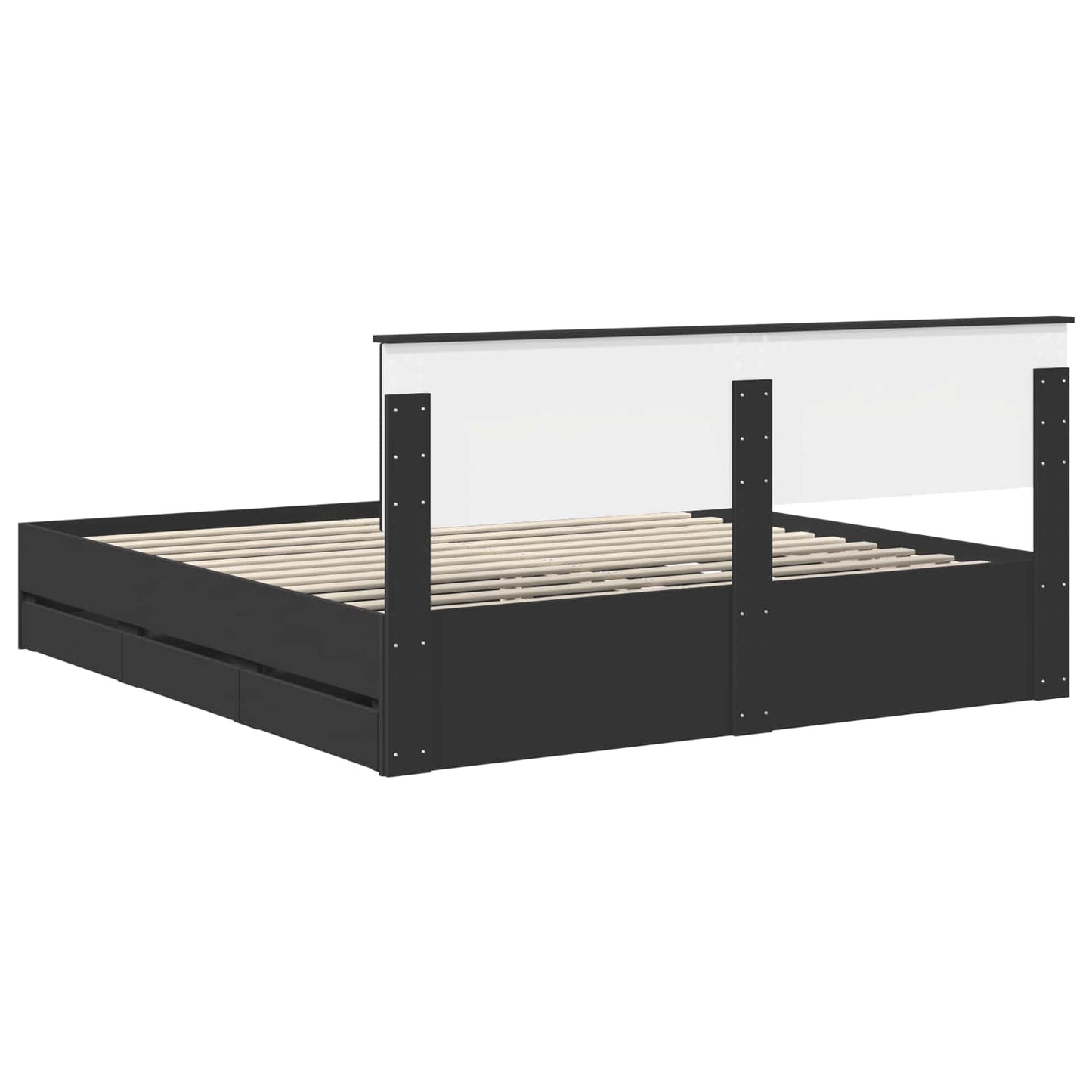 vidaXL Bettrahmen mit Schubladen Schwarz 180 x 200 cm Ingenieurs Holz