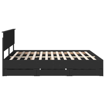 vidaXL Bettrahmen mit Schubladen Schwarz 180 x 200 cm Ingenieurs Holz