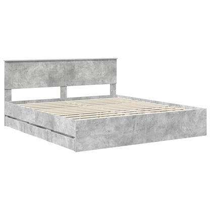 vidaXL Bettrahmen mit Kopfteil Beton Grau 180 x 200 cm Ingenieurs Holz