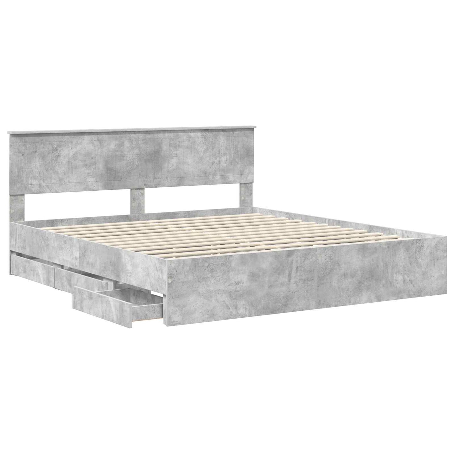 vidaXL Bettrahmen mit Kopfteil Beton Grau 180 x 200 cm Ingenieurs Holz