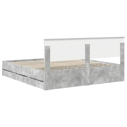 vidaXL Bettrahmen mit Kopfteil Beton Grau 180 x 200 cm Ingenieurs Holz