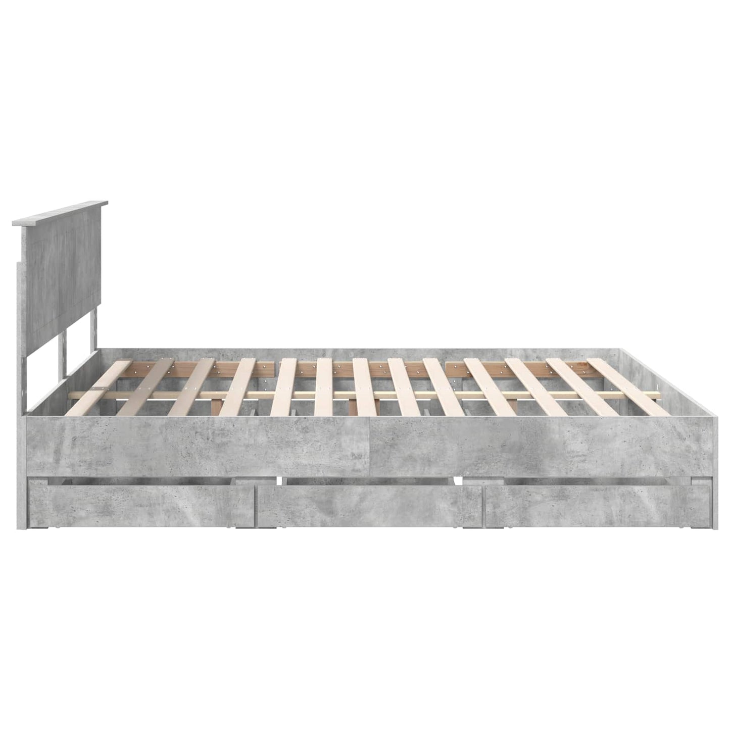 vidaXL Bettrahmen mit Kopfteil Beton Grau 180 x 200 cm Ingenieurs Holz