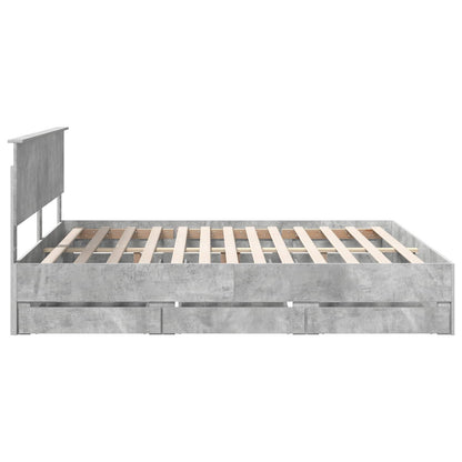 vidaXL Bettrahmen mit Kopfteil Beton Grau 180 x 200 cm Ingenieurs Holz