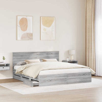 vidaXL Bettrahmen Graues Sonoma 180 x 200 cm Ingenieurs Holz