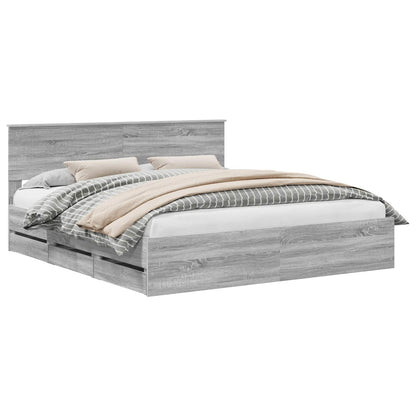 vidaXL Bettrahmen Graues Sonoma 180 x 200 cm Ingenieurs Holz