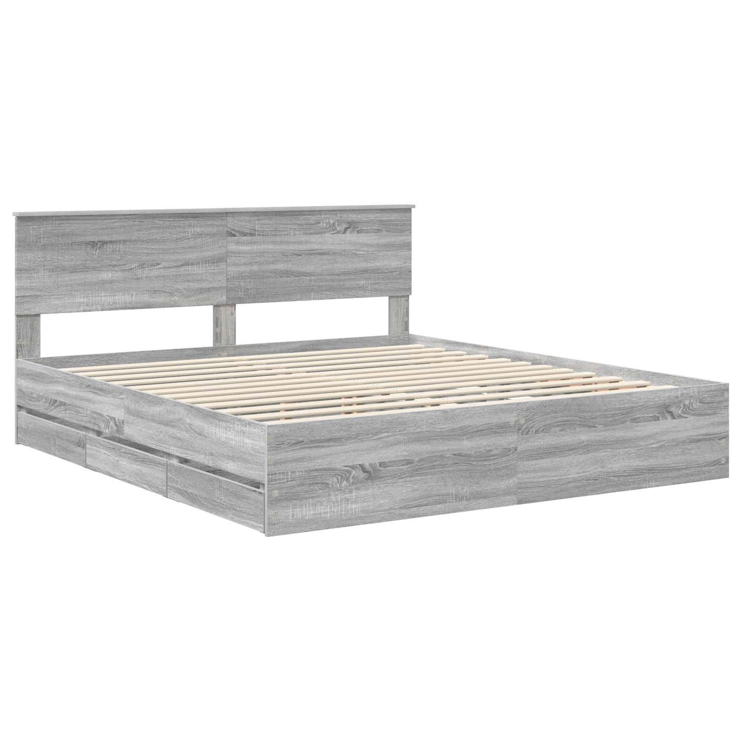 vidaXL Bettrahmen Graues Sonoma 180 x 200 cm Ingenieurs Holz