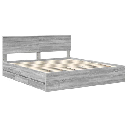 vidaXL Bettrahmen Graues Sonoma 180 x 200 cm Ingenieurs Holz